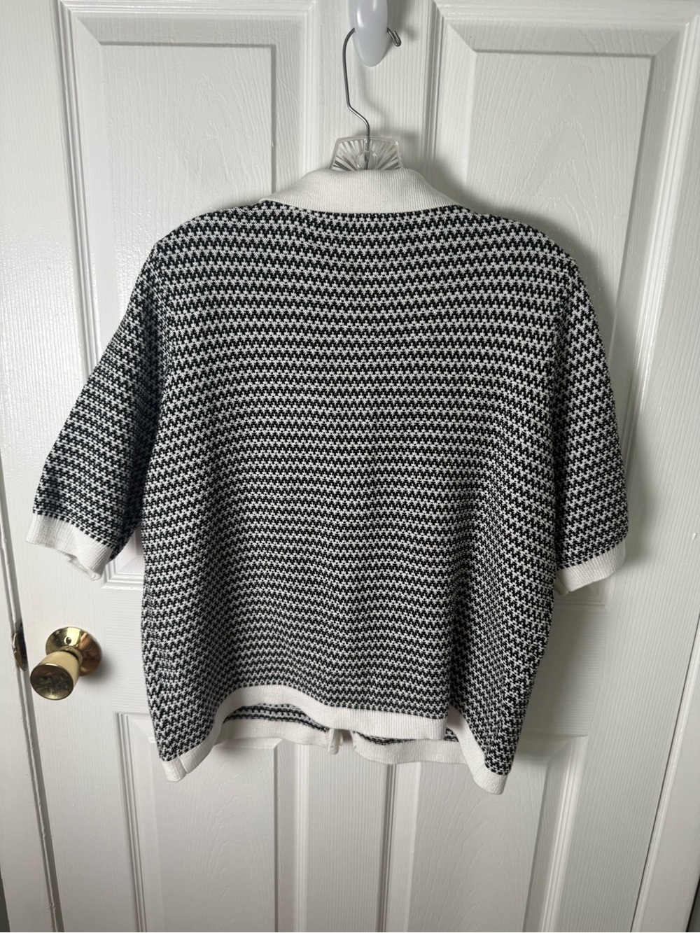 Varley Gaelle Polo Knit Top in Snow White/ Black XL - Picture 3 of 5